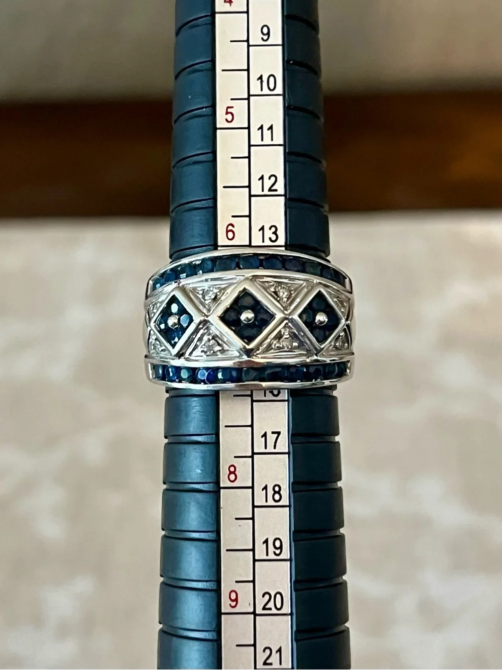 Alwand Vahan Vintage 14K White Gold Blue Sapphire & Diamond Ring